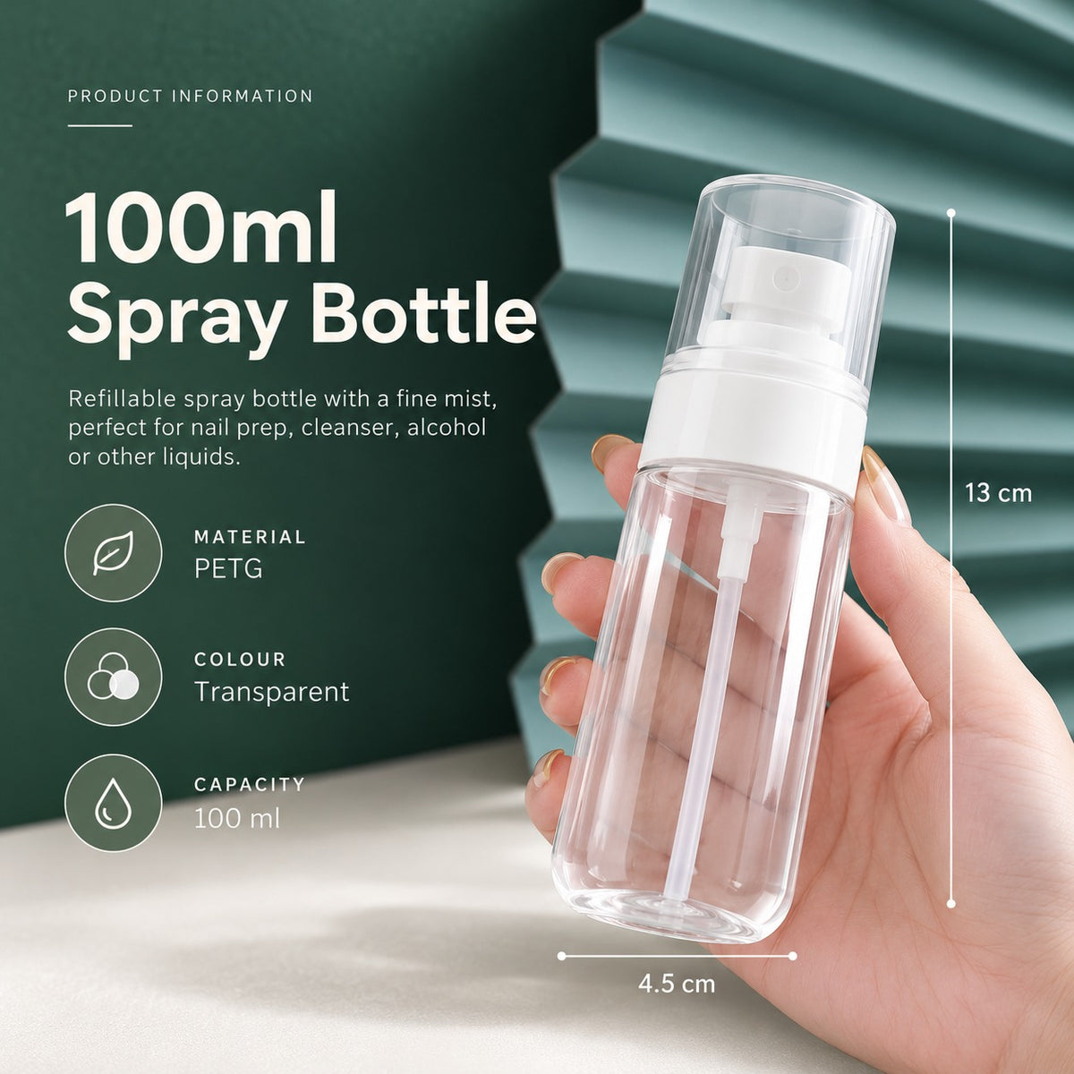 100ml Refillable Fine Mist Spray Bottle – Clear