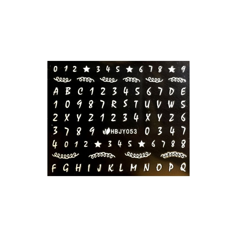 Sticker - #D82 - Numbers & ABC (White)