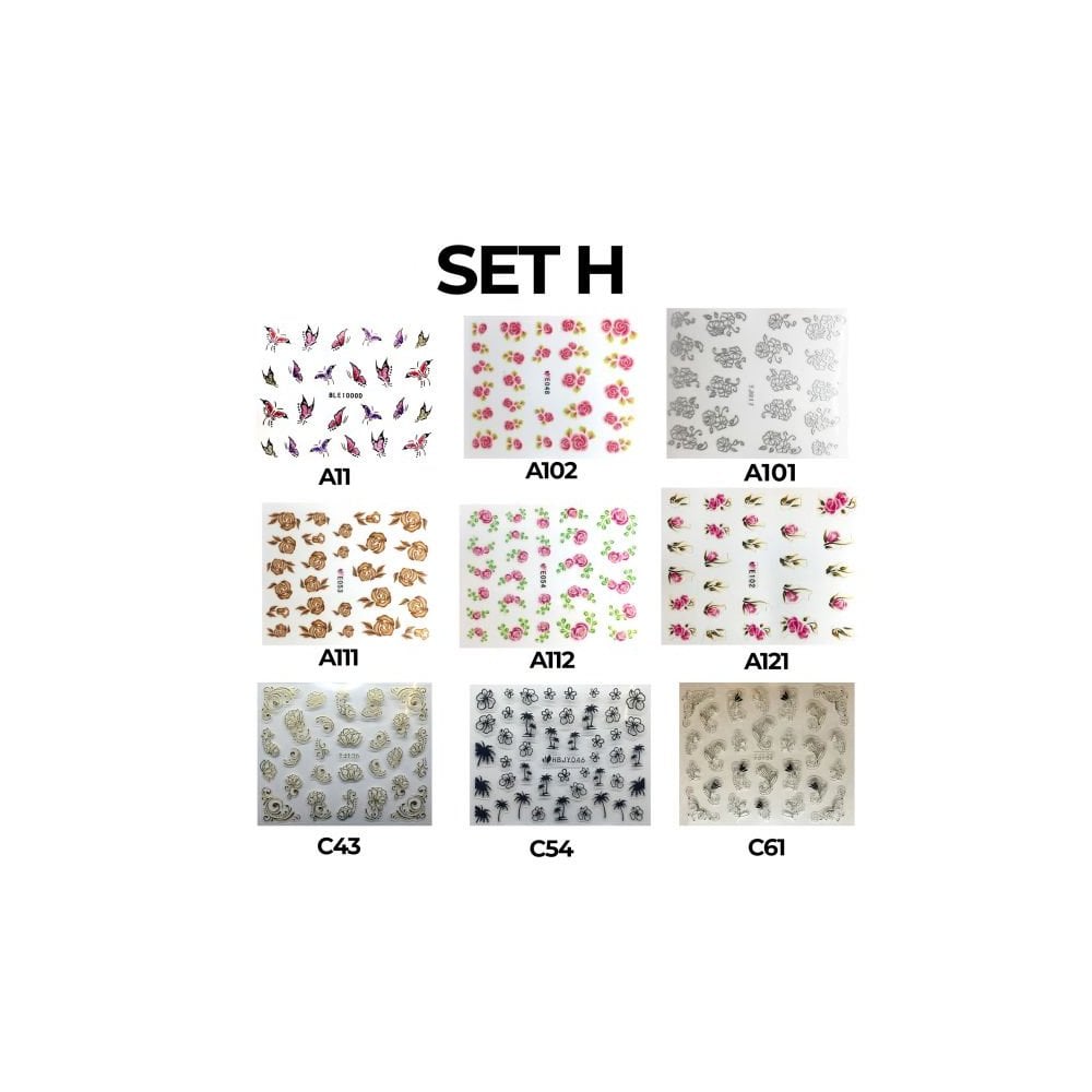 Sticker Set - H (Rose/Palm Tree/Butterfly)