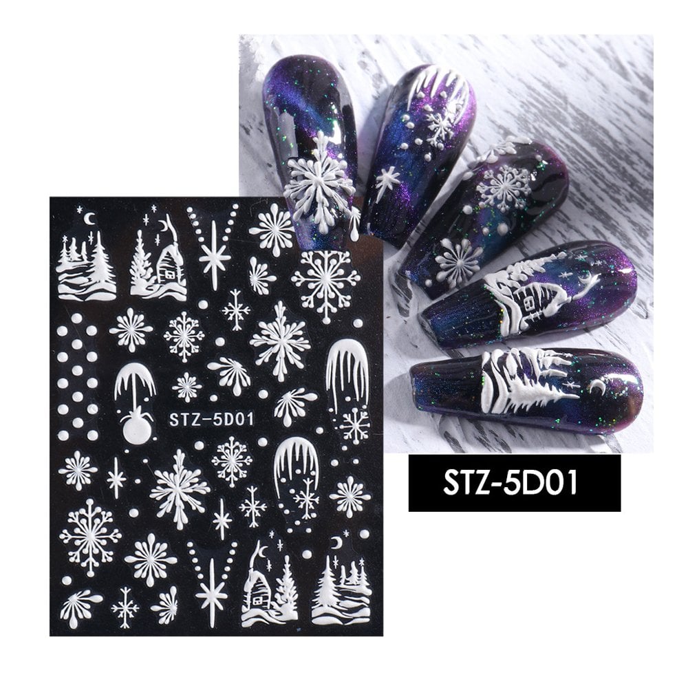 Festive 5D Snowflake Nail Art Stickers - Christmas Edition 01