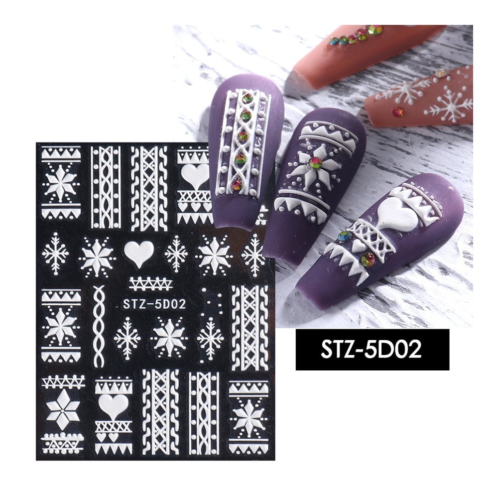 Festive 5D Snowflake Nail Art Stickers - Christmas Edition 02