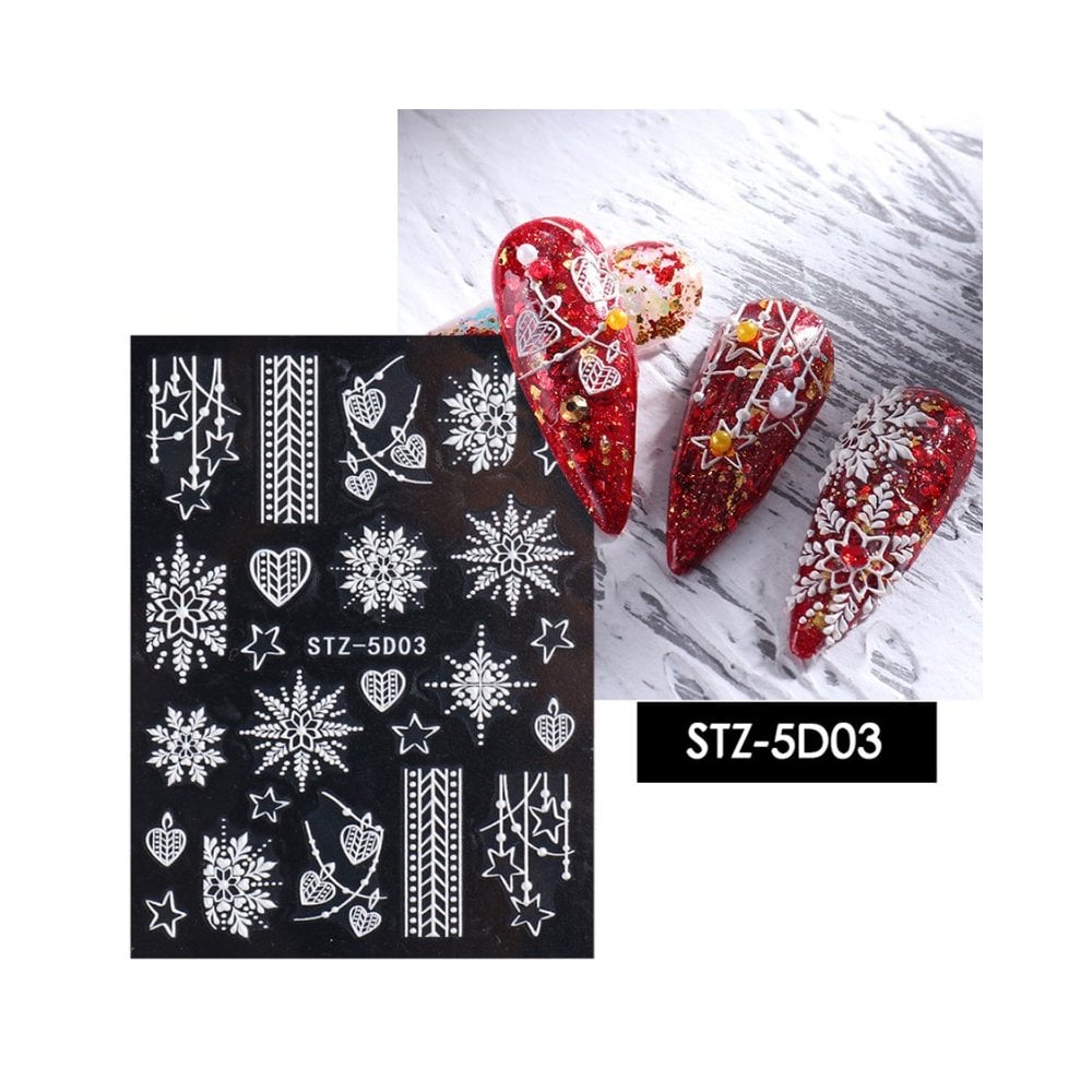 Festive 5D Snowflake Nail Art Stickers - Christmas Edition 03