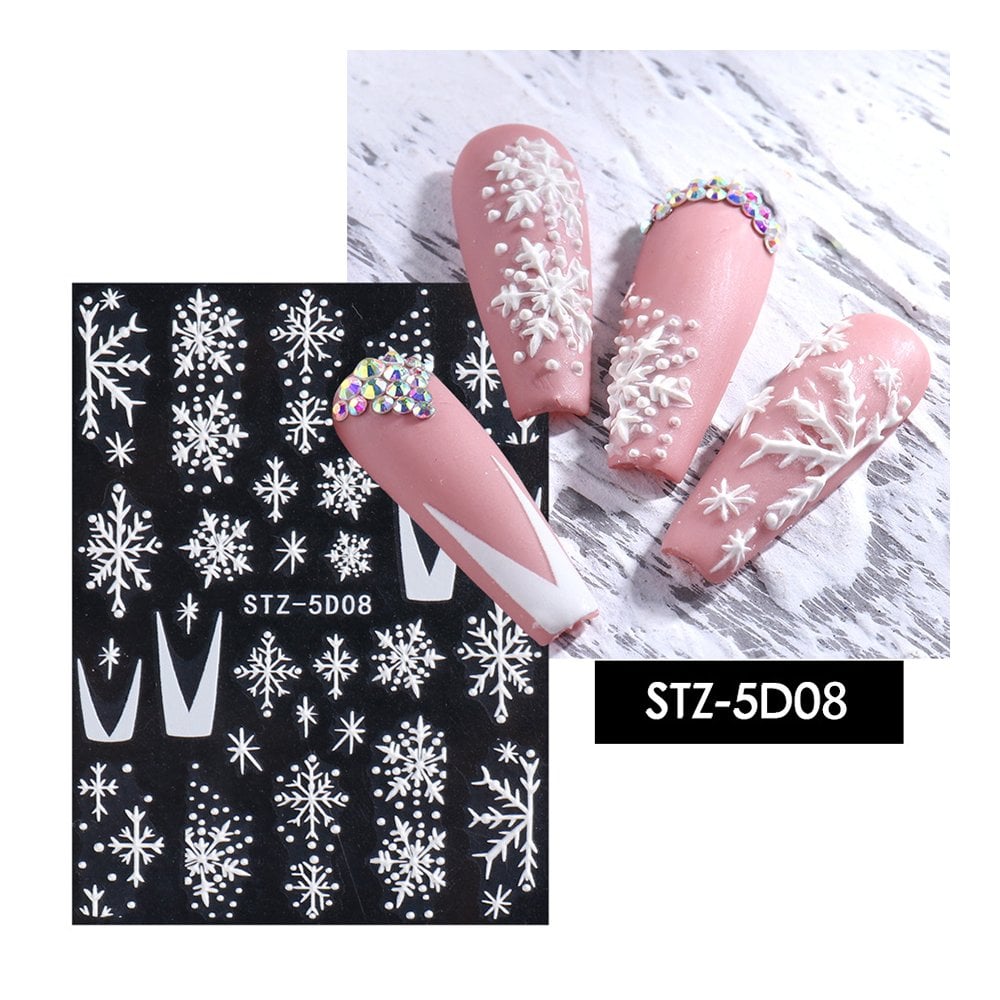 Festive 5D Snowflake Nail Art Stickers - Christmas Edition 08