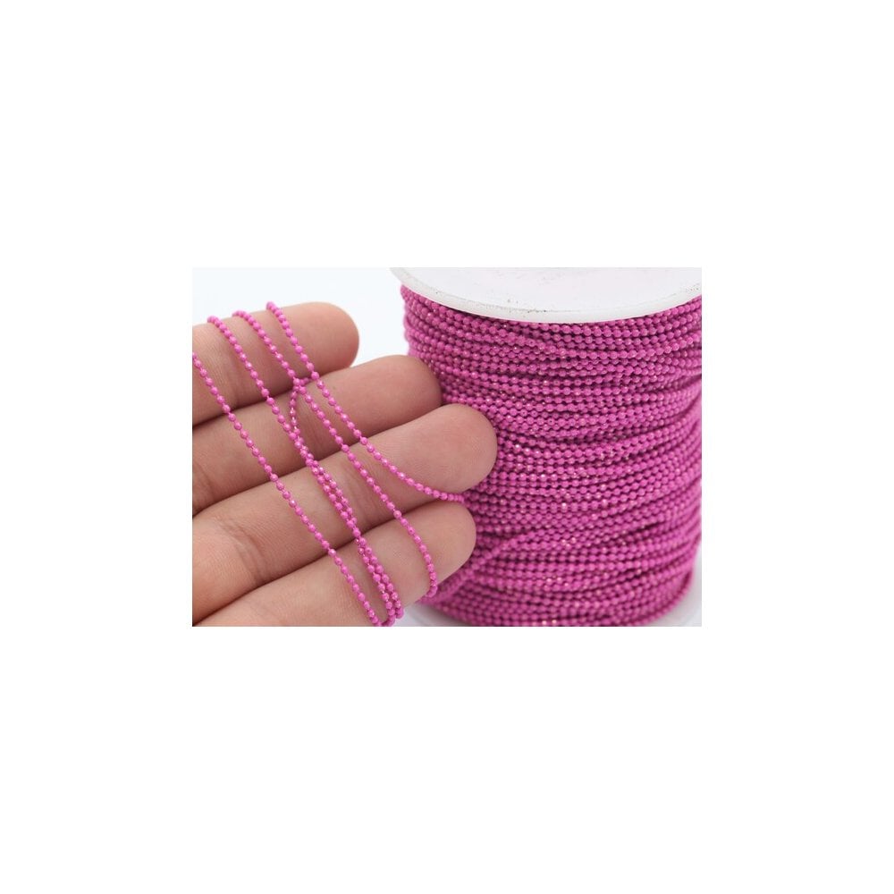 Beaded Chain - Fuschia & Gold