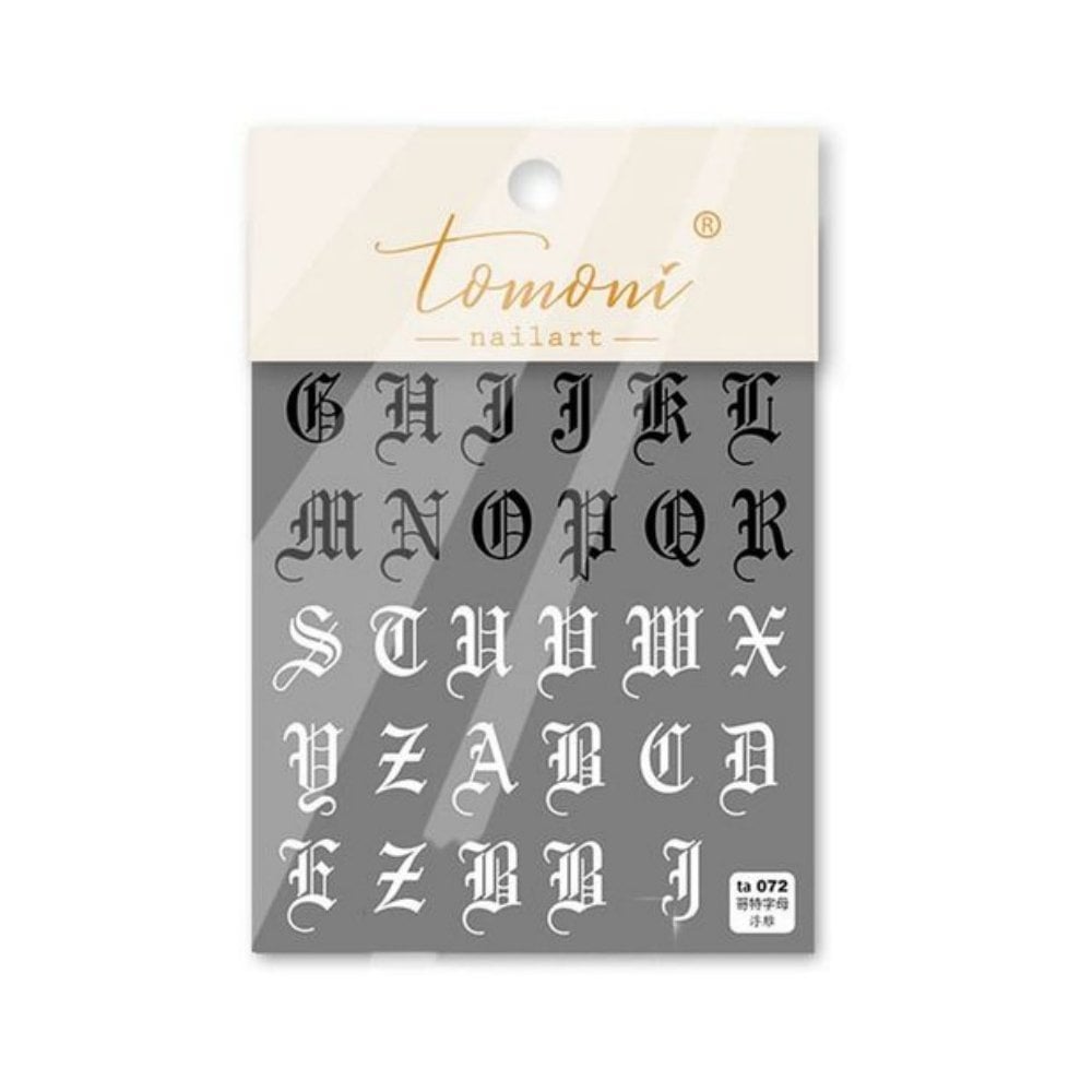 Old English Alphabet ABC Sticker - Black/White