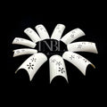 500 Patterned French White Nail Tips In Box - Flower Design (without well)