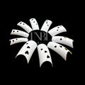 500 Patterned French White Nail Tips In Box - Heart Design (without Well)