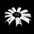 500 Patterned French White Nail Tips In Box - Star Design (without well)