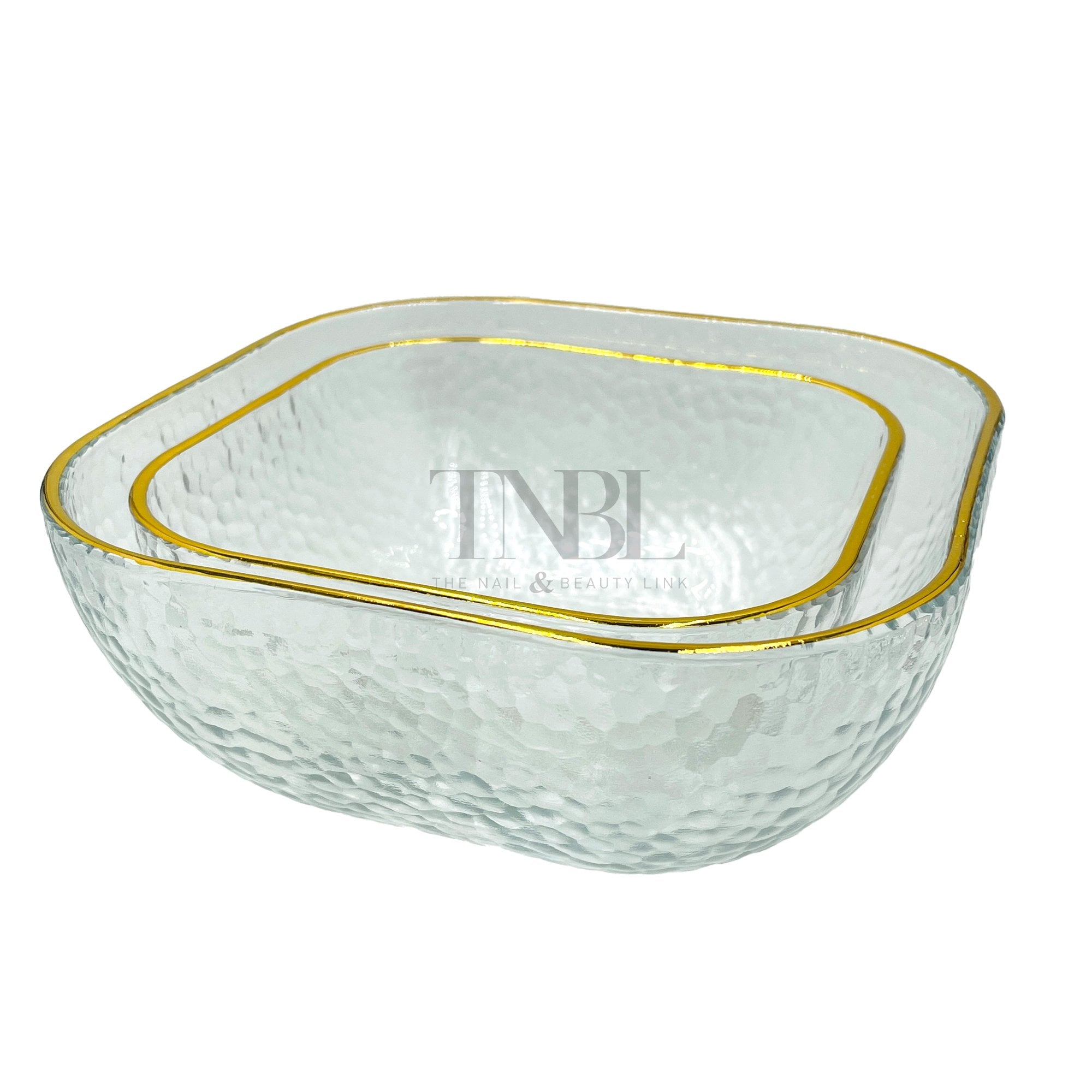 Square Glass Gold Rim Soak Off Bowl Set