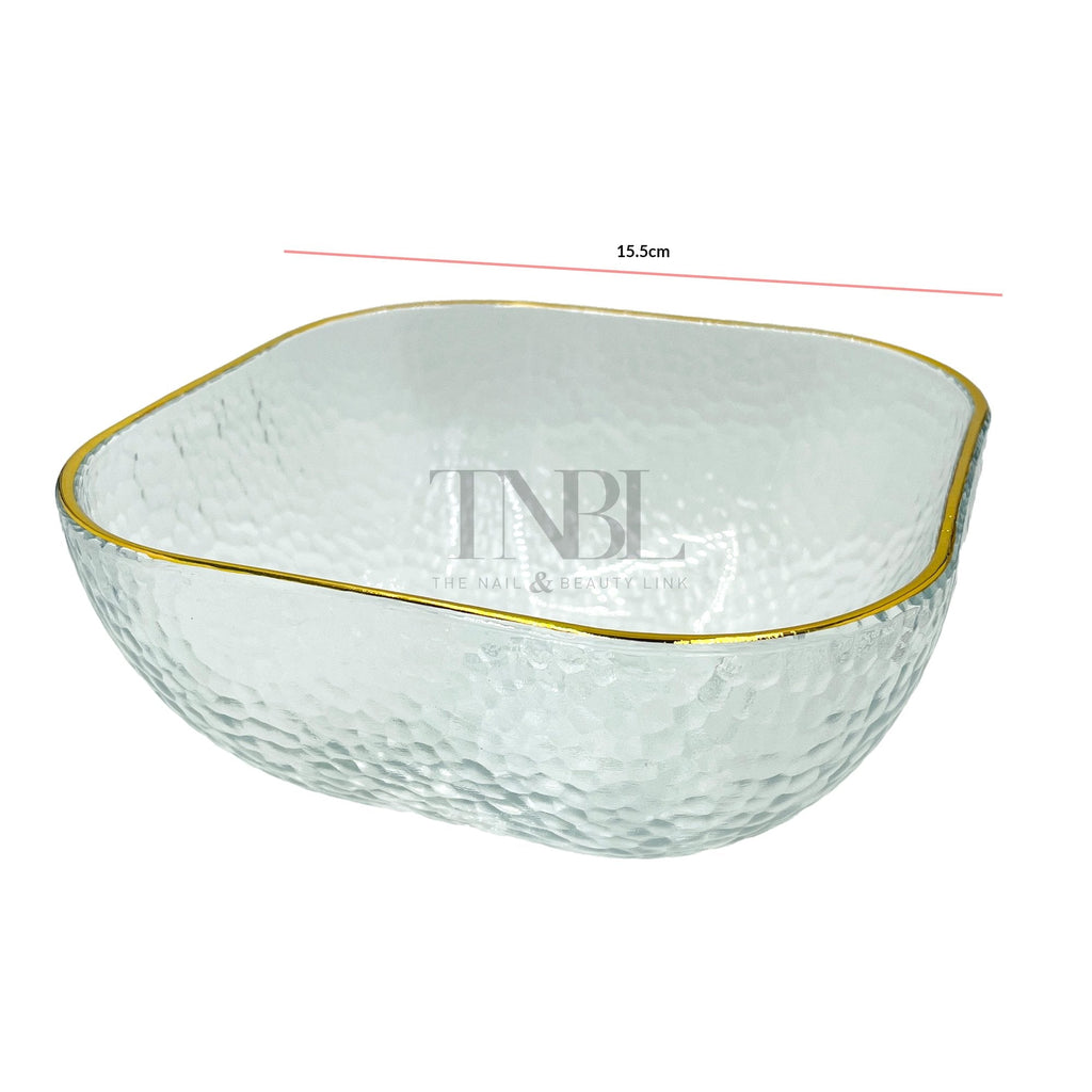 Square Glass Gold Rim Soak Off Bowl Set
