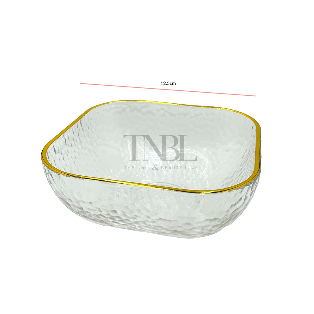 Square Glass Gold Rim Soak Off Bowl Set