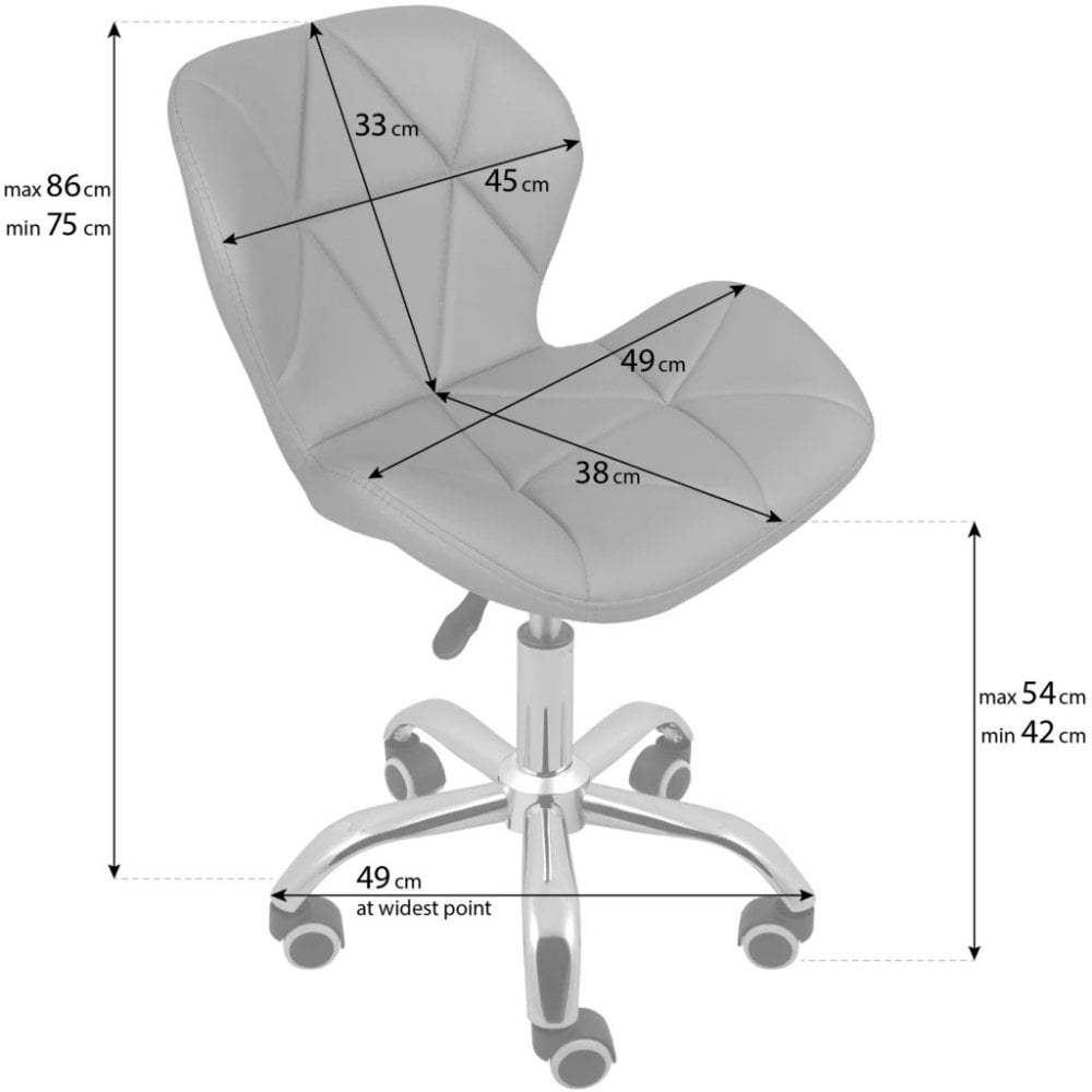 Nail Technician Chair - Adjustable Swivel Chair - Grey (Velvet)
