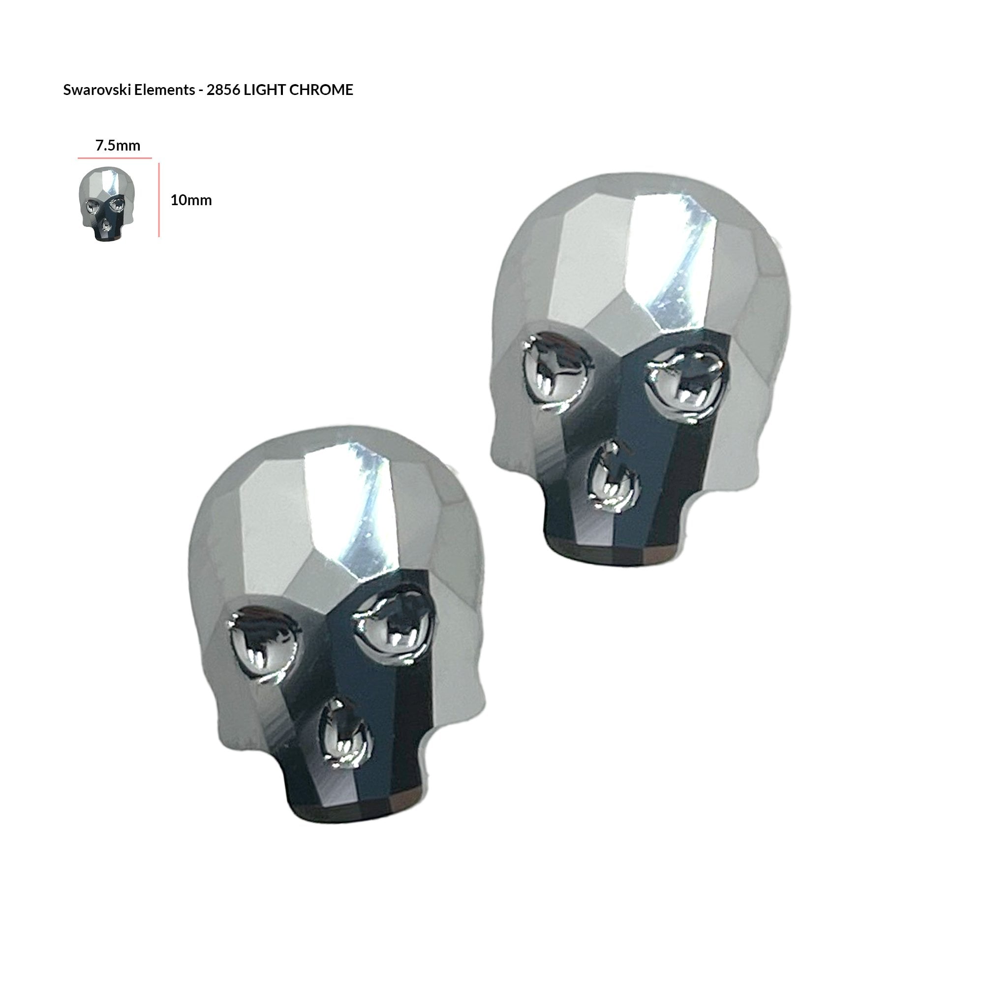 Halloween SWAROVSKI Skull - Light Chrome 2856 -2pcs