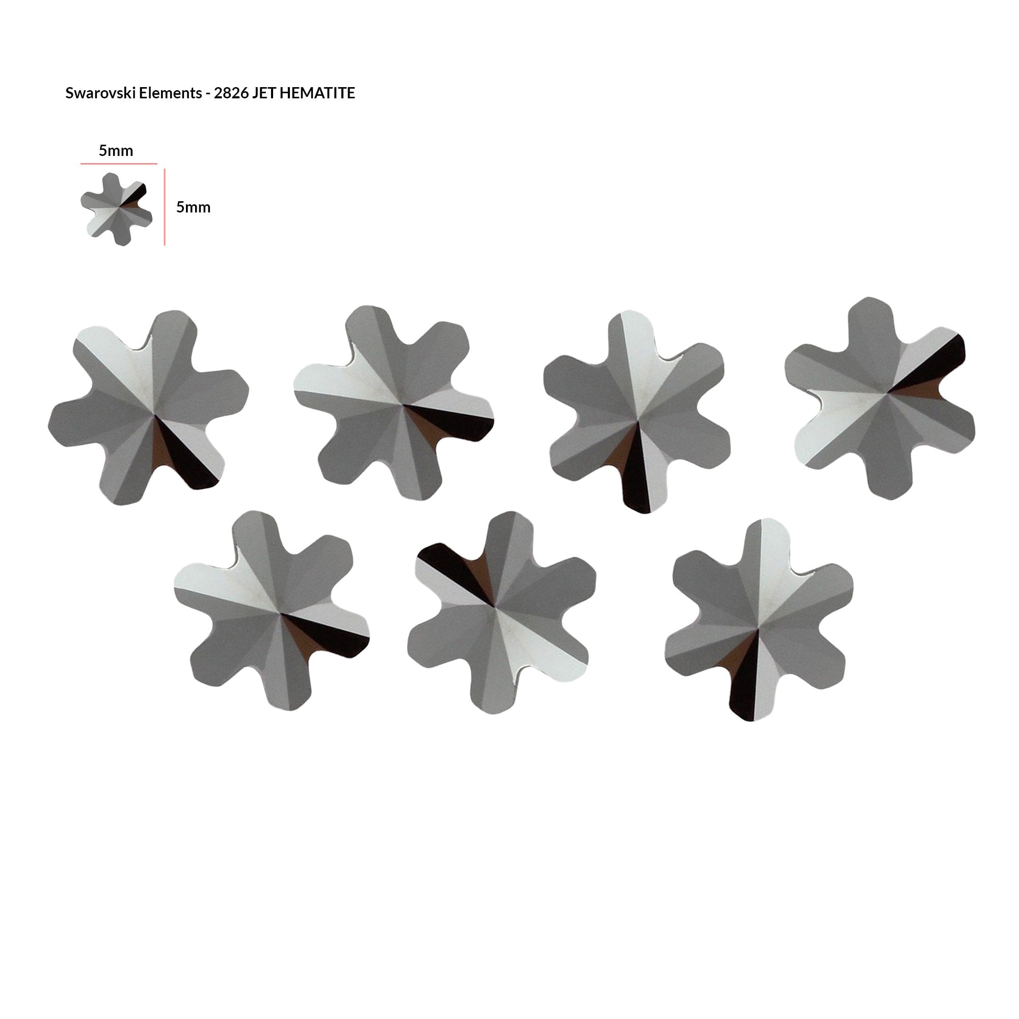 SWAROVSKI Element Snowflake - Jet Hematite 2826 -7pcs