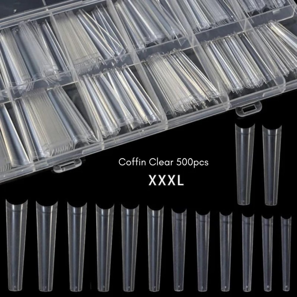 VINA XXXL Coffin Nail Tips in Box (Size 0 to 11) With Well