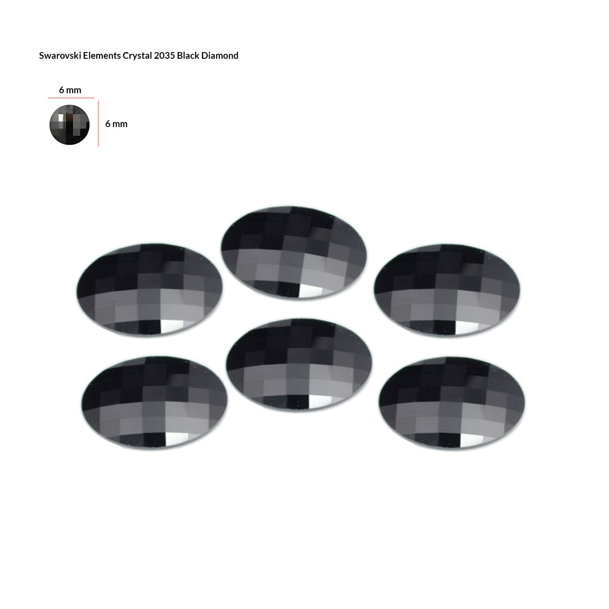 SWAROVSKI Element - Black Diamond 2035 (6mm) 6pcs