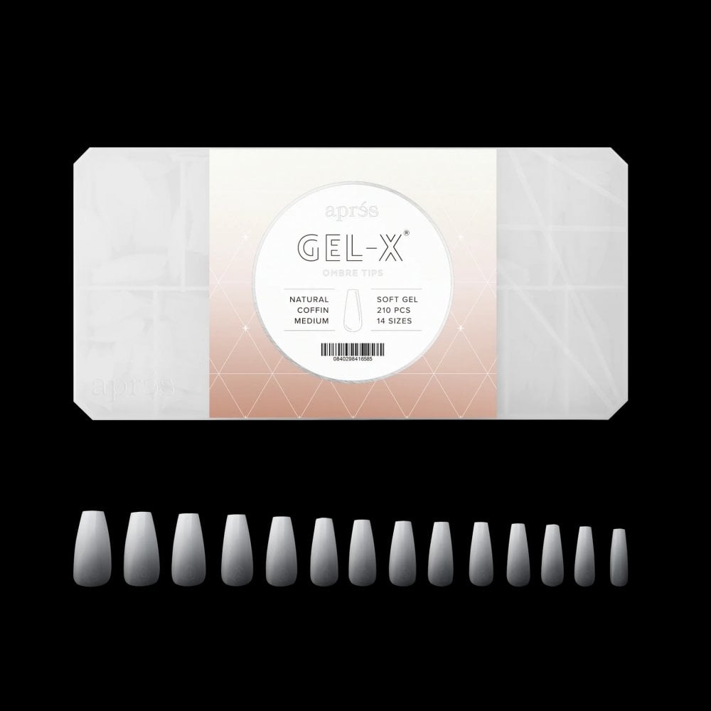 APRES Ombré©© Natural Coffin Medium Box of Tips - (210pcs)