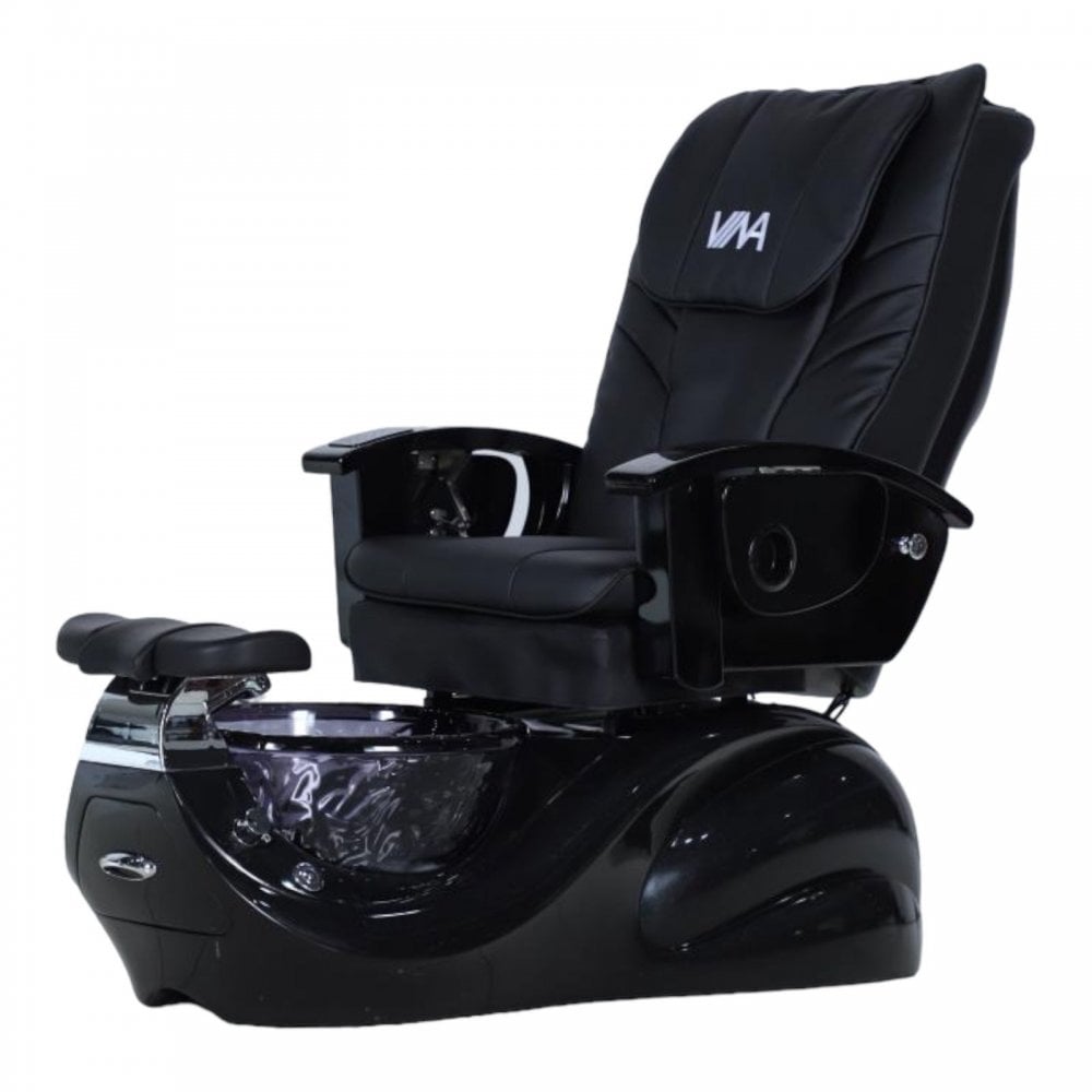 VINA Spa Pedicure Chair - Black Knight Edition (Black Round Bowl)