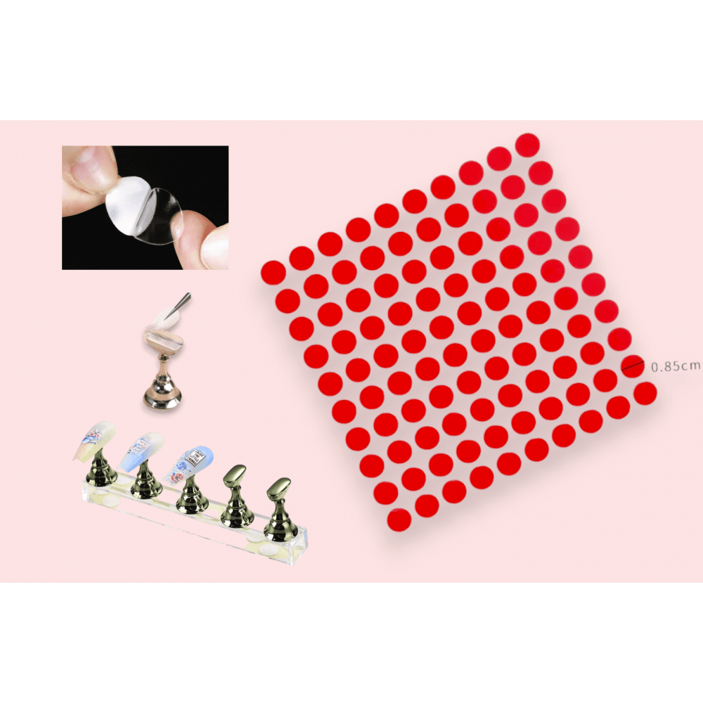 Double Sided Press On Tips Holder Mini Tape Dots For Nail Art Display - 100pcs