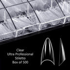 Clear Ultra Professional Stiletto Nail Tip Box of 500 (Without Well)
