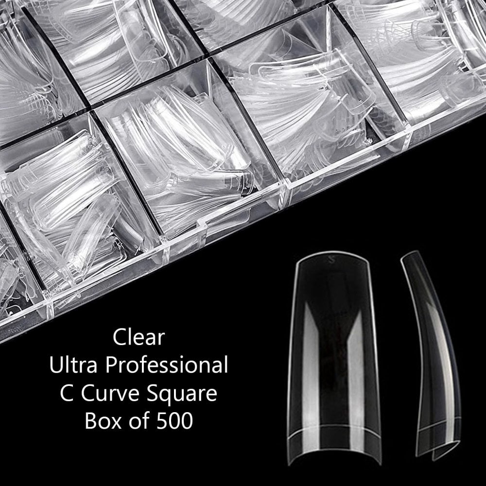 TNBL Ultra Professional Nail Tips Box 500pcs -Square Clear (With Well)
