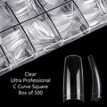 TNBL Ultra Professional Nail Tips Box 500pcs -Square Clear (With Well)