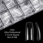 TNBL Ultra Professional Nail Tips Box 500pcs -Square Clear (With Well)