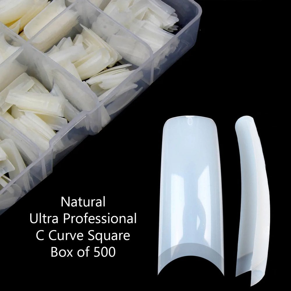 Ultra Professional Nail Tips Box 500 pcs - Square Natural(With Well)