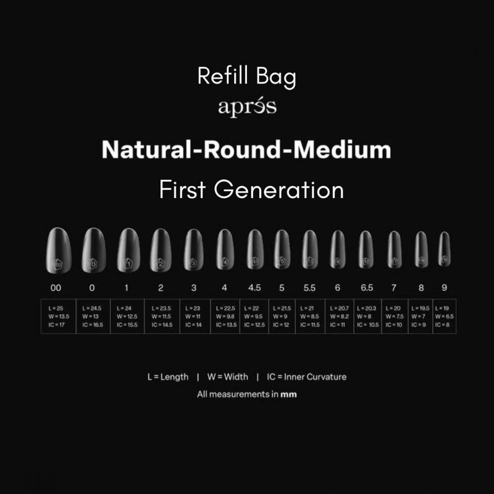 APRES Refill Tips - Natural Round Medium First Gen