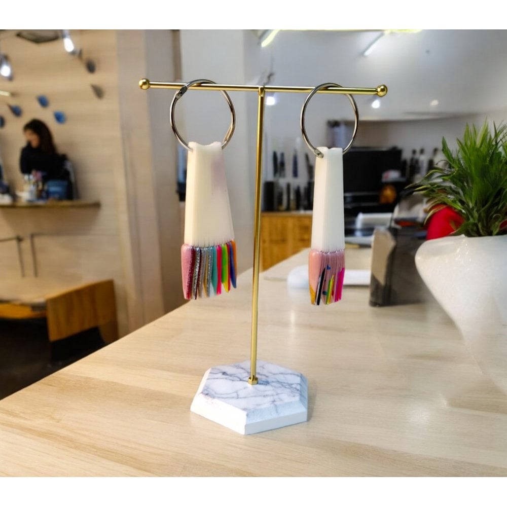 Marble Base Nail Polish Swatch Display Stand with Gold Accent