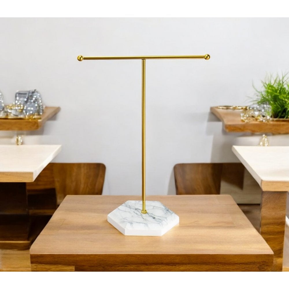 Marble Base Nail Polish Swatch Display Stand with Gold Accent