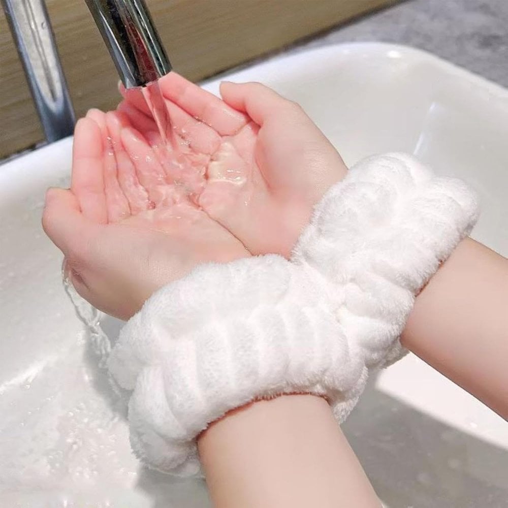 Spa Headband and Wristband Set for Face Washing
