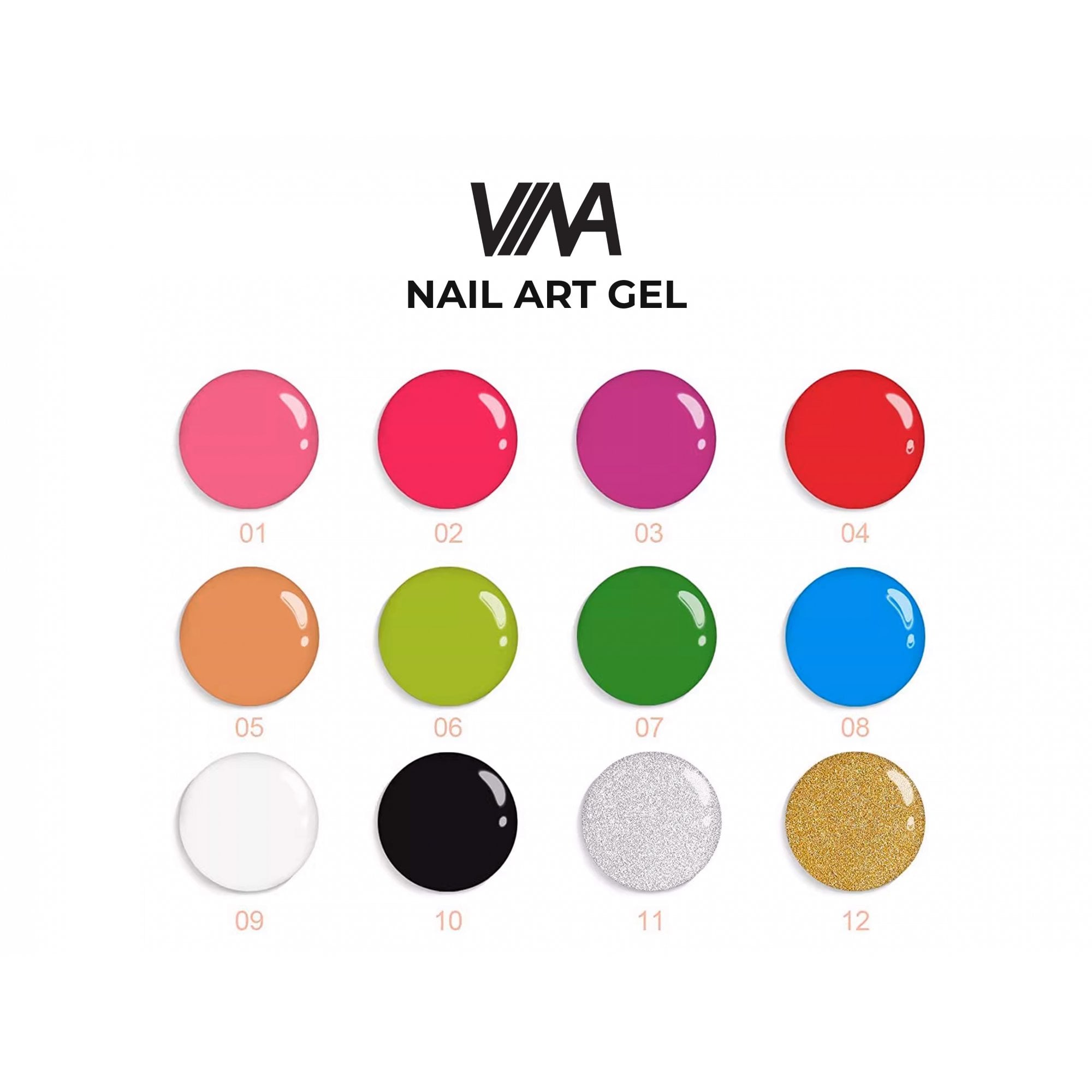 VINA Nail Art Gel Liner 12 Colors Collection - A Limited Edition