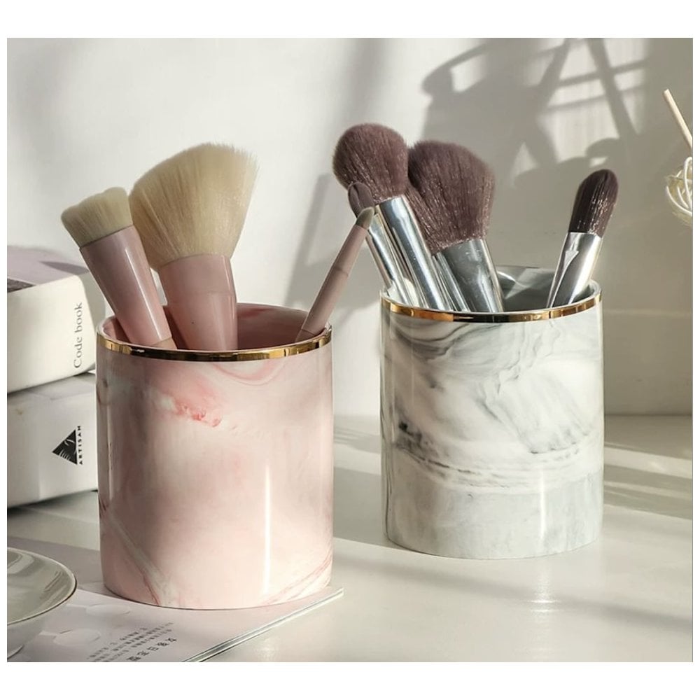 Marble Brush Pot - Pink