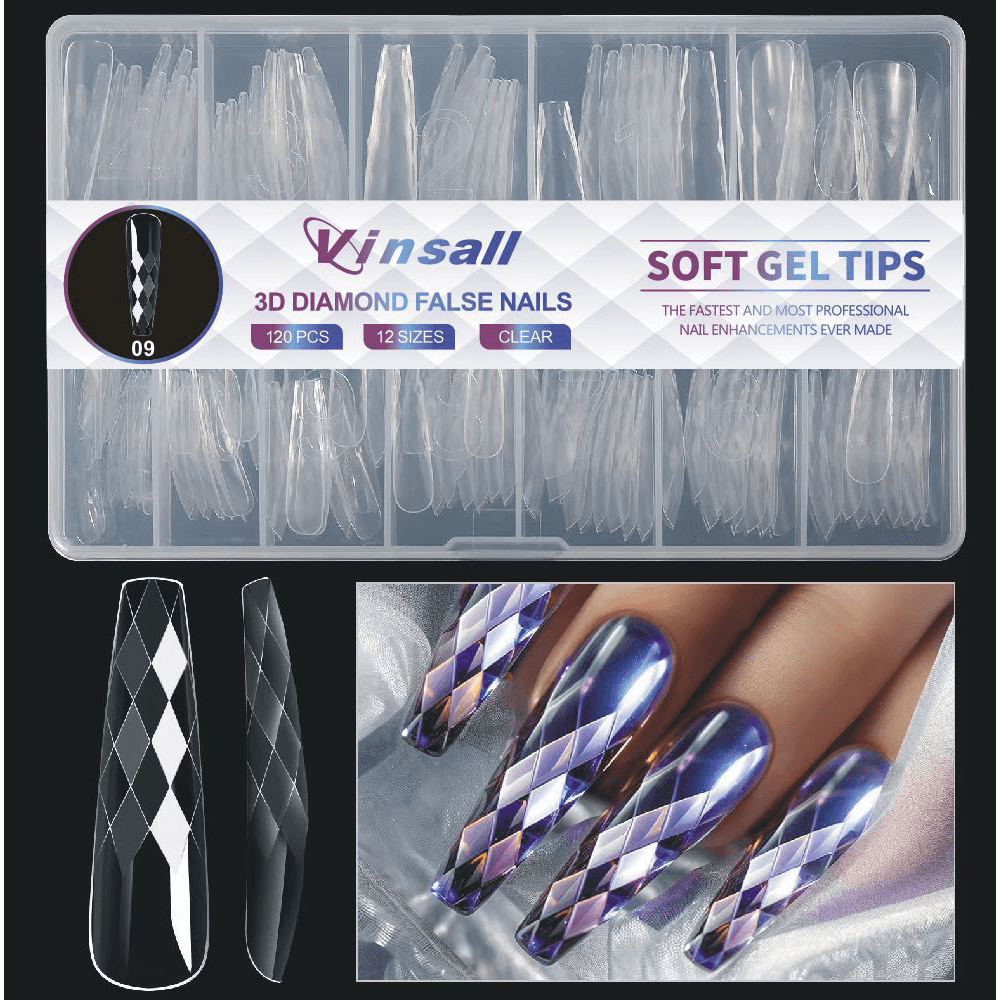 3D Diamond Effect False Nails (120pcs)