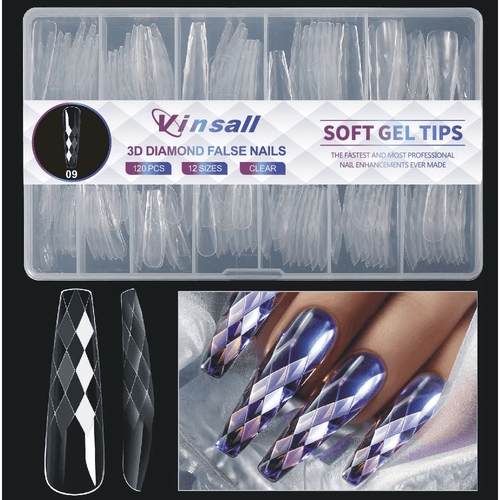 3D Diamond Effect False Nails (120pcs)