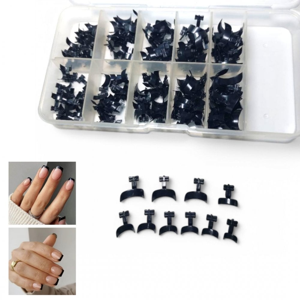 200 ABS French Short Nail Tips Half Cover Tips in a Box (Size 1-10)