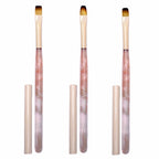 Gel Brush Set 3pcs - Pink Marble Handle with Lids