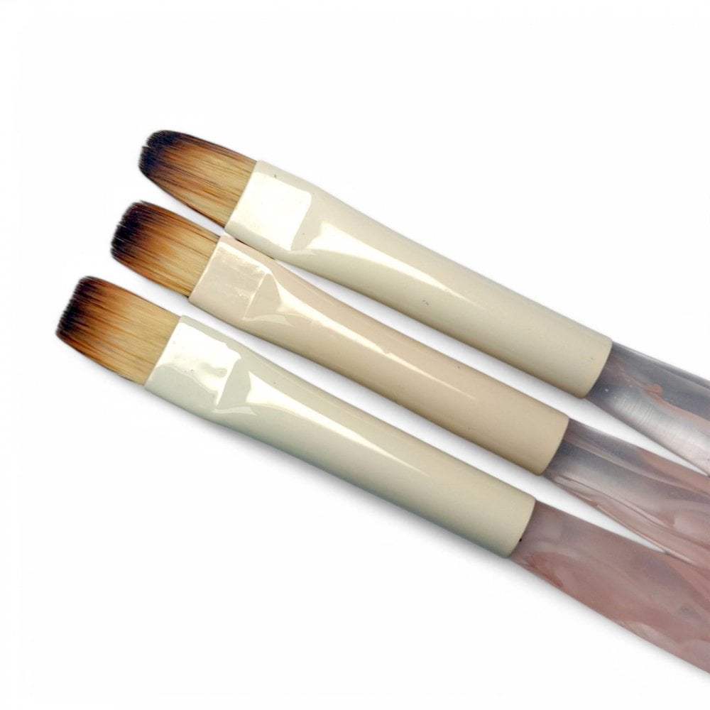 Gel Brush Set 3pcs - Pink Marble Handle with Lids