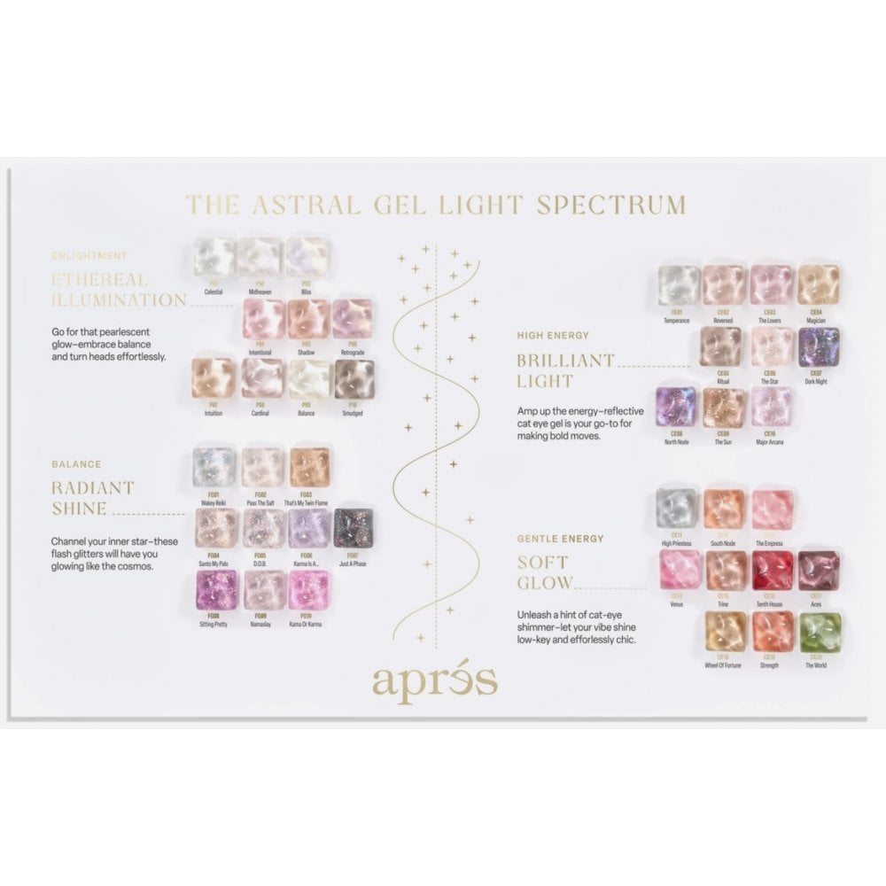 APRES Astral Gel Couleur 10ml Collection (40pcs) & FREE Astral Gel Light Spectrum Swatch Board)