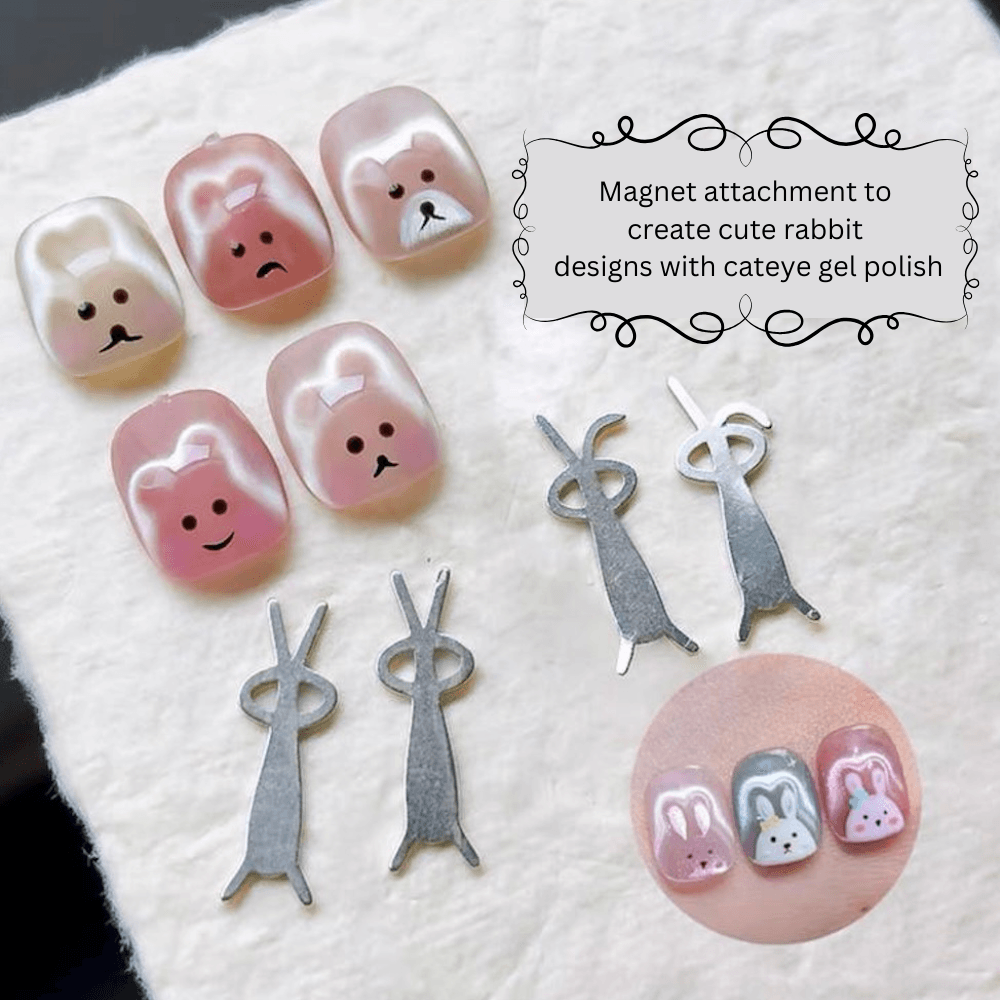 TNBL 5pcs Bunny Cateye Magnet Attachments with storage case