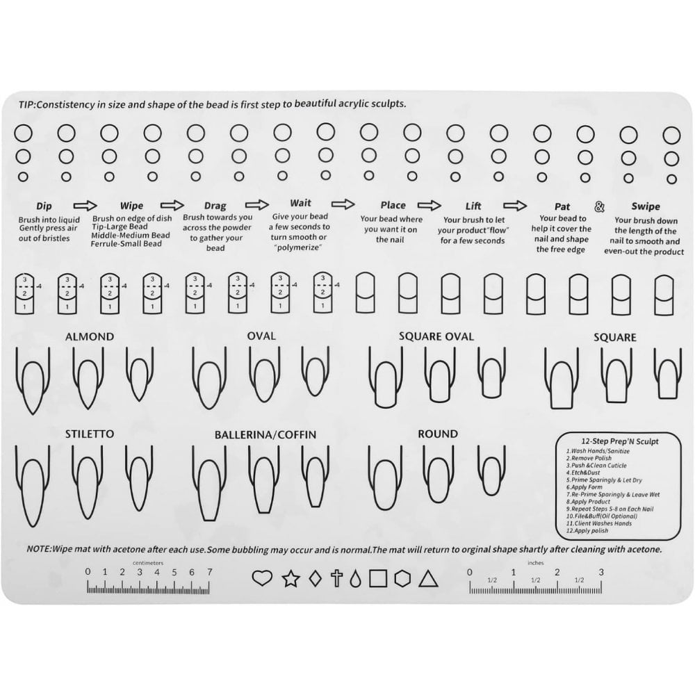 TNBL Acrylic Nail Training Mat Silicone