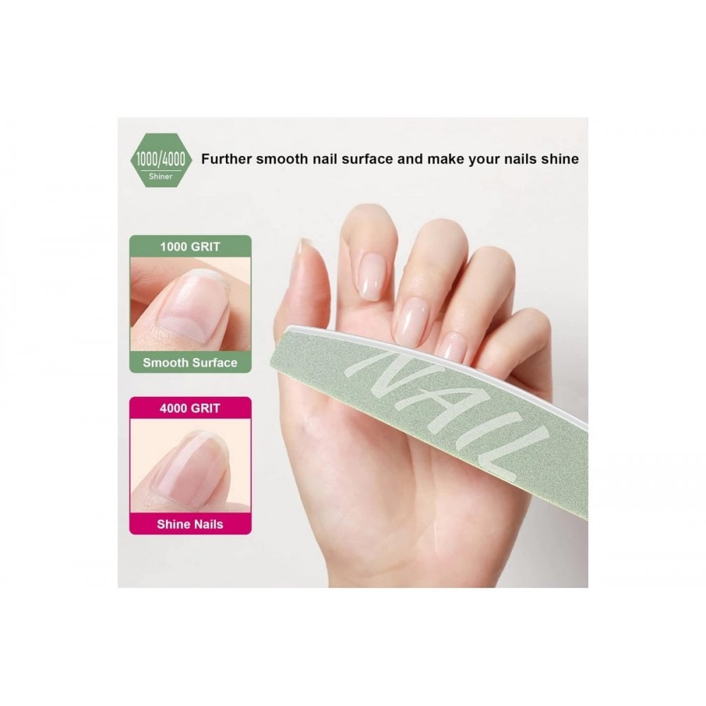 Professional Shiner Buffer Nail File Half Moon 1000/4000