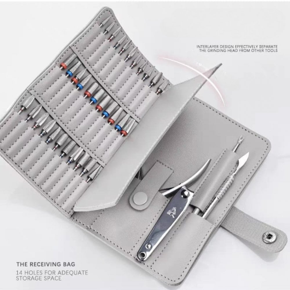 Drill Bit and Manicure Tools Storage Pouch - Grey