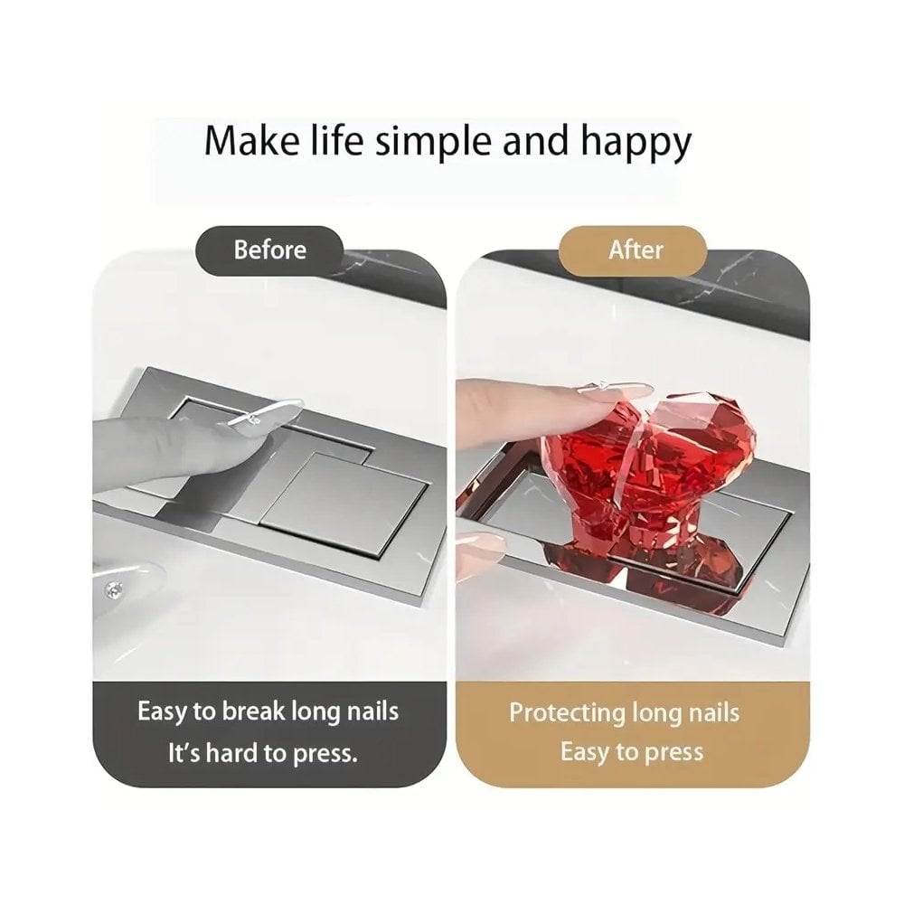 Heart-Shaped Crystal Button â€“ Long Nail Protector
