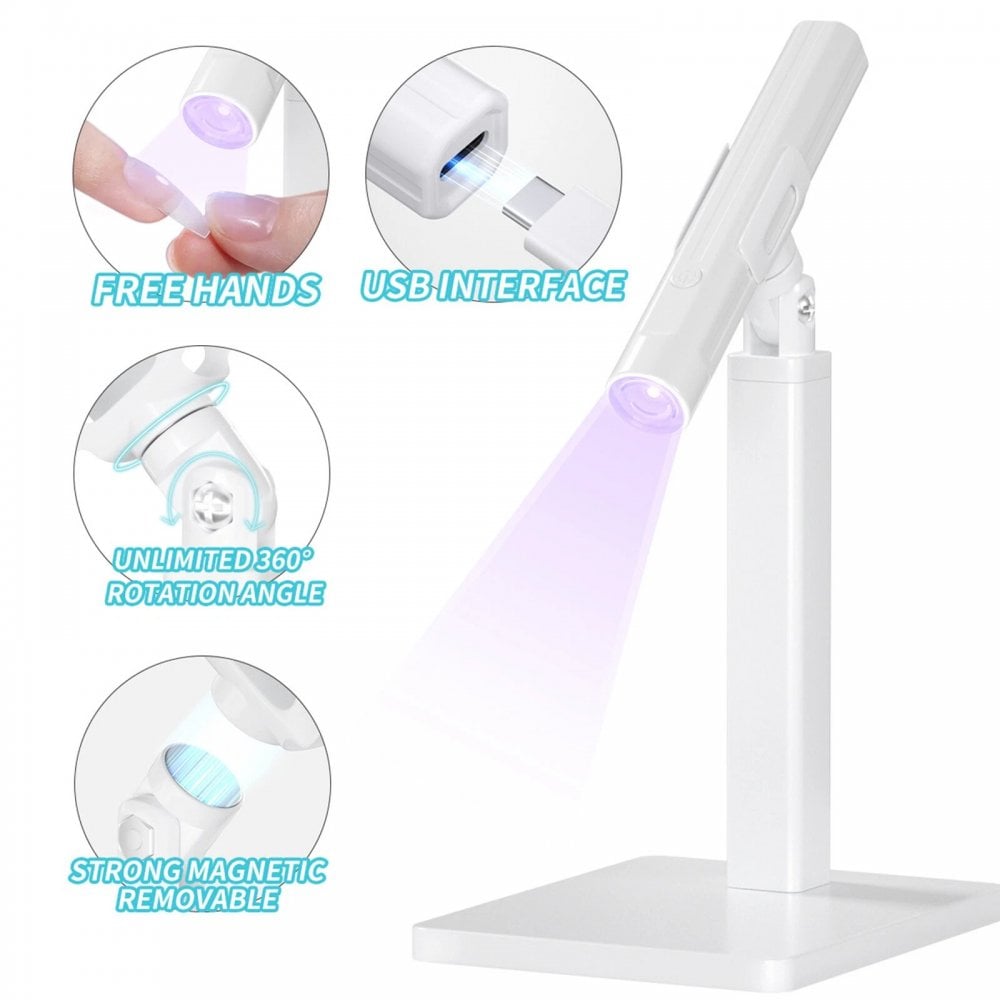 Mini Handheld LED Lamp With Magnetic Holder - White