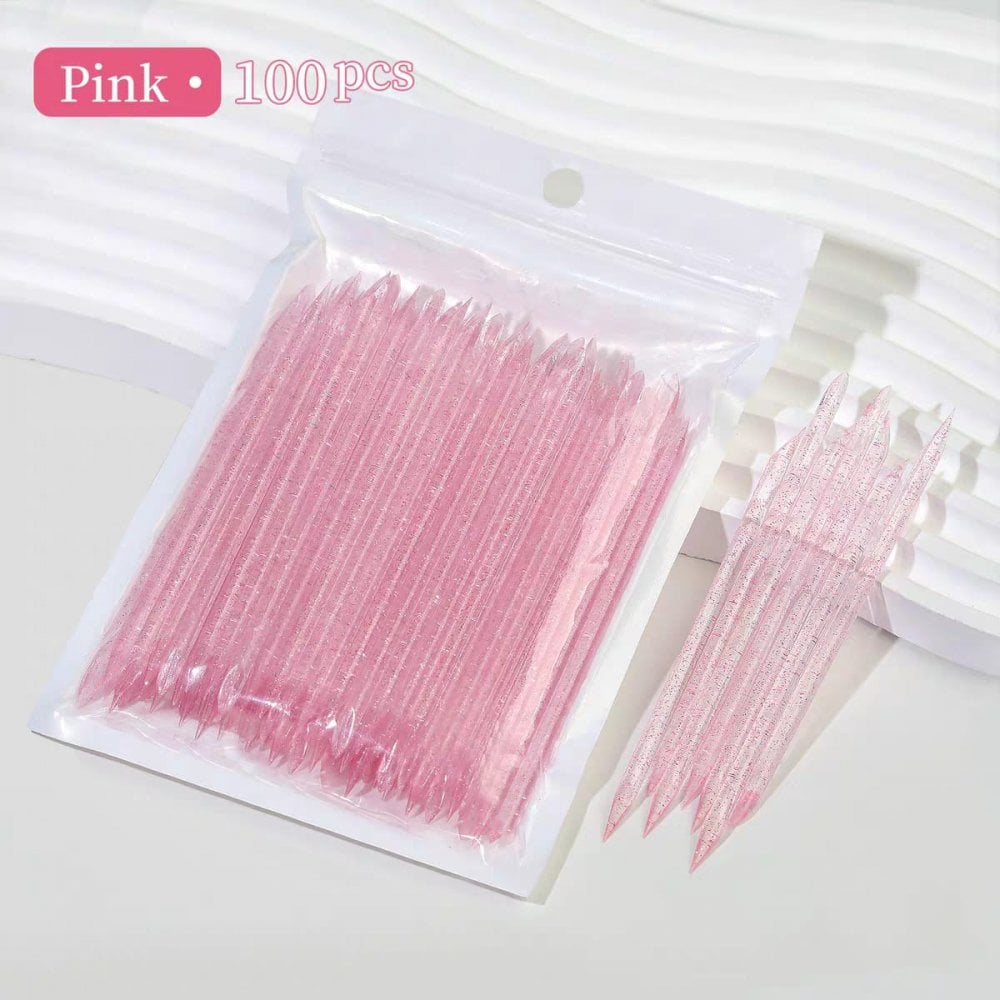 TNBL Dual Ended Cuticle Pusher & Free Edge Cleaner Pk 100 - Pink