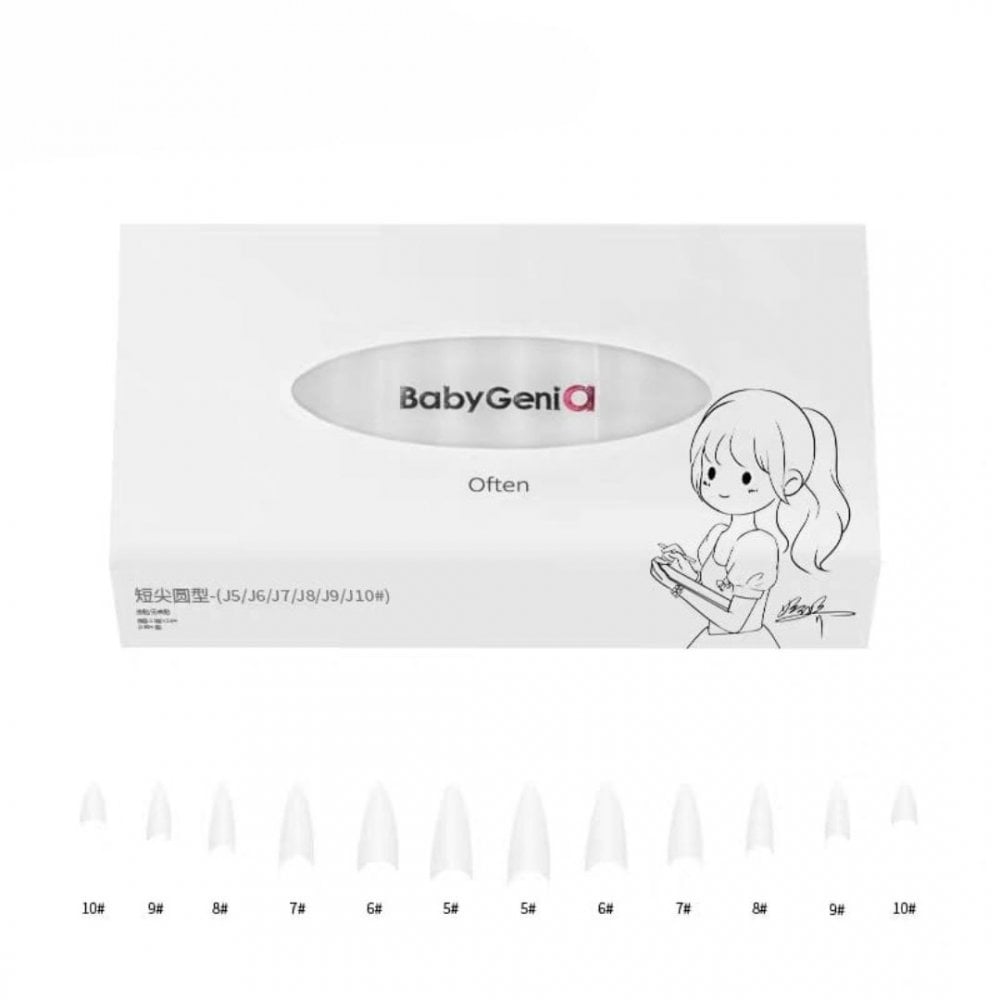 BabyGenia Clear Acrylic Nail Refill Tips Short Almond (288 pcs)