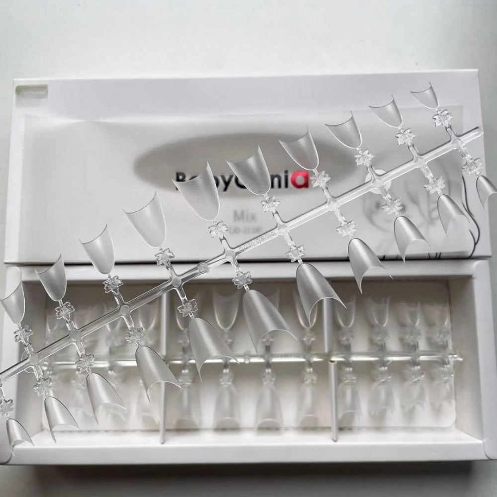 BabyGenia Clear Acrylic Nail Refill Tips Short Almond (288 pcs)