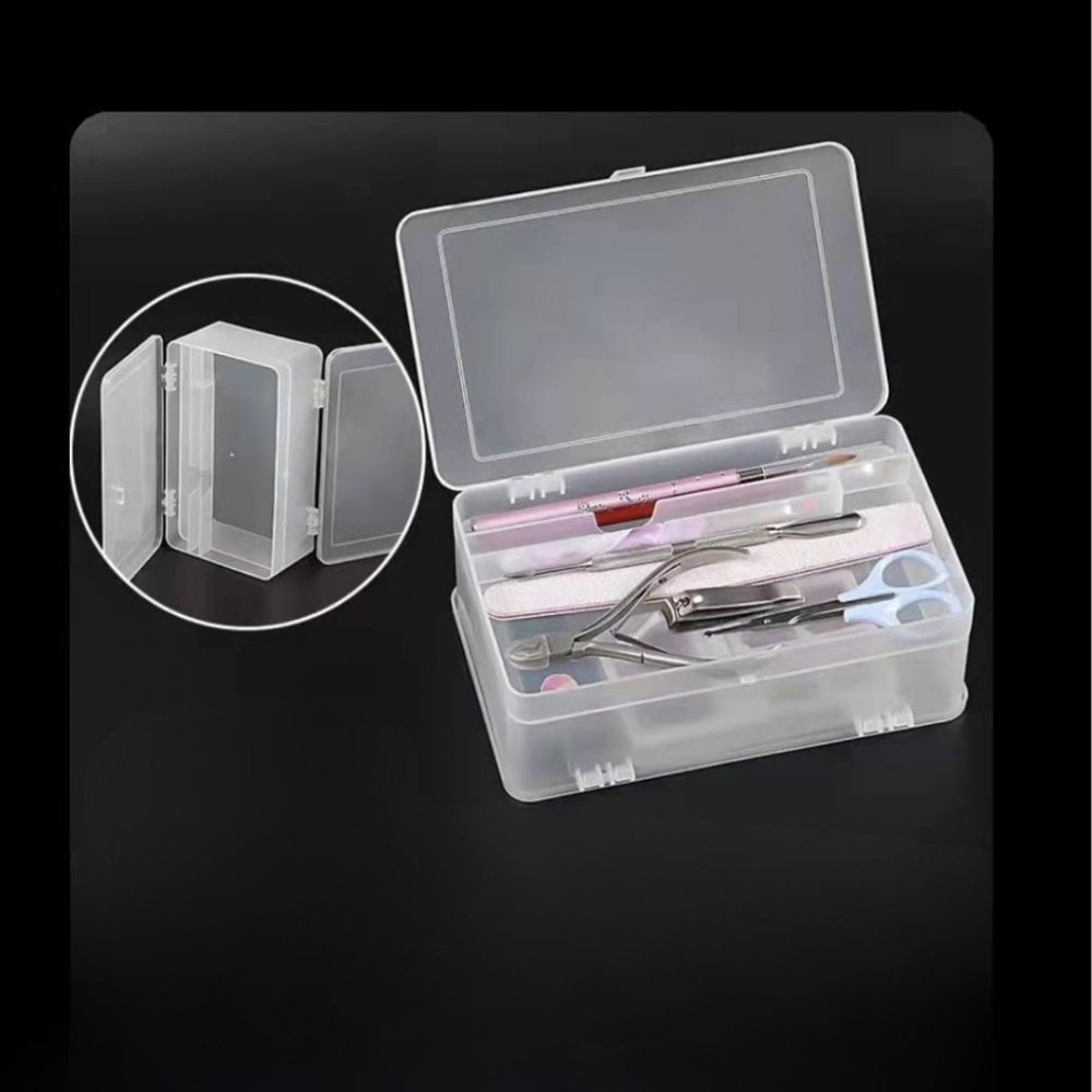 TNBL Double Layer Empty Nail Storage Box For Mani Pedi Tools